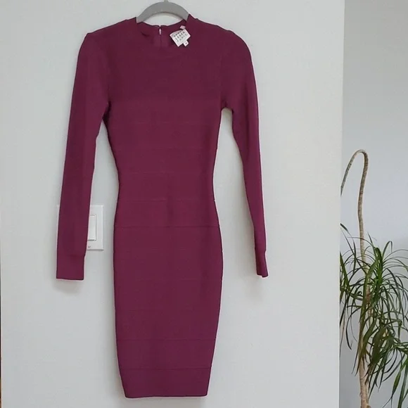 Herve Leger Paris Amethyst Long Sleeve Dress - Picture 3 of 11